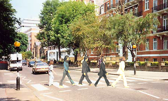 Brigitte & friends crossing Abbey Road